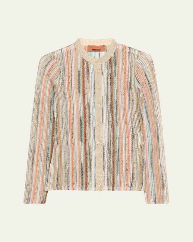 Striped Lame Slub Cardigan